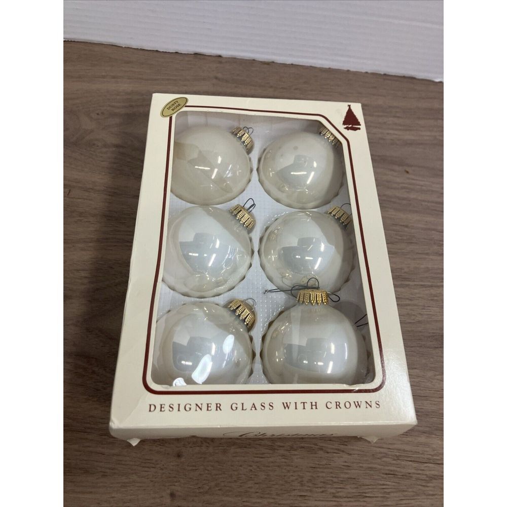 6‎ Christmas by Krebs Designer Glass Ornaments Porcelain White 719C